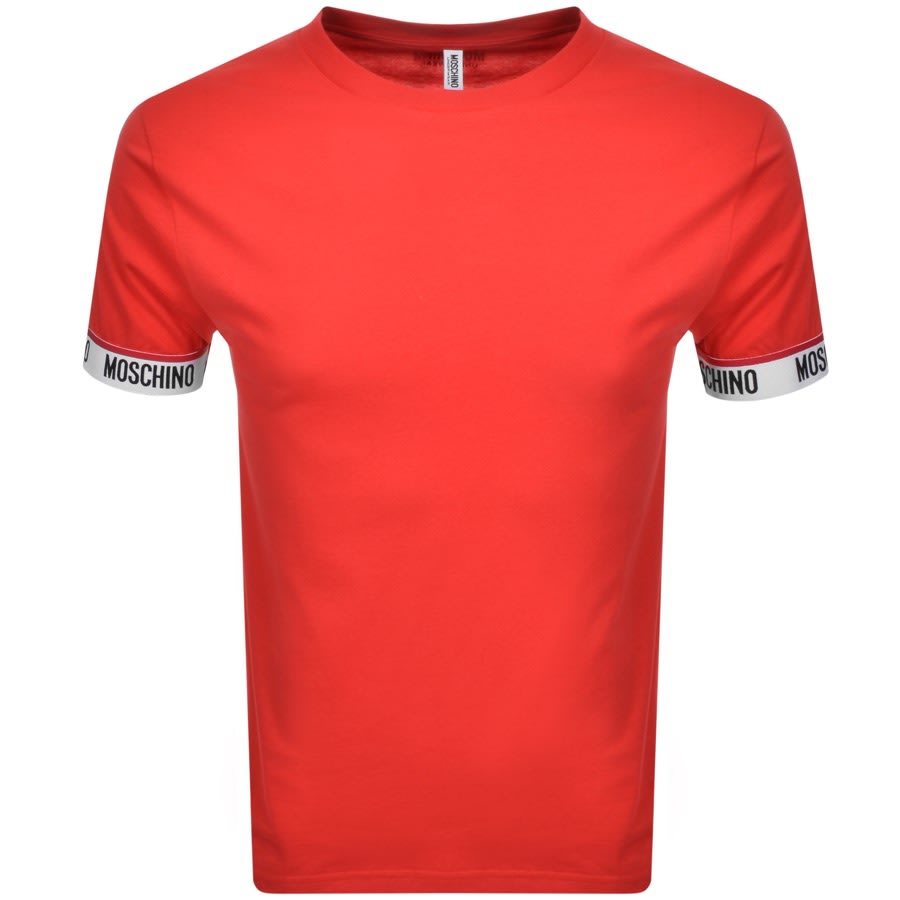 Alternative Image for ProductMoschino Logo Taped Cuff Short Sleeved T Shirt Red1